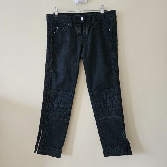 Isabel Marant Etoile Jeans Women 4 Black 1501 Straight Cropped Goth FLAW No Lace - Picture 1 of 16